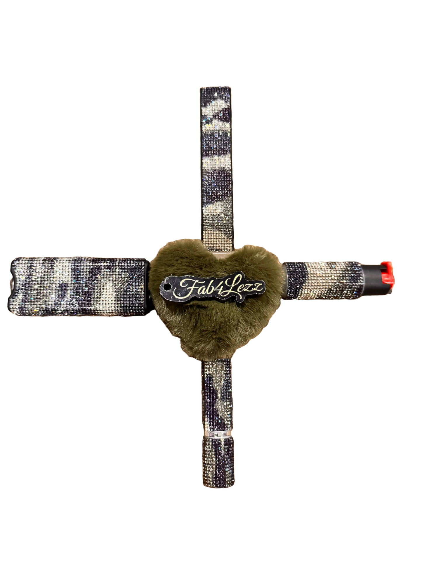 Army Green Camouflage Bling Safety Keychain (m