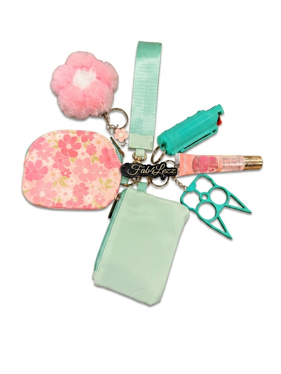 Daisy Mint Pouch Wallet Set