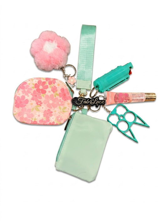 Daisy Mint Pouch Wallet Set