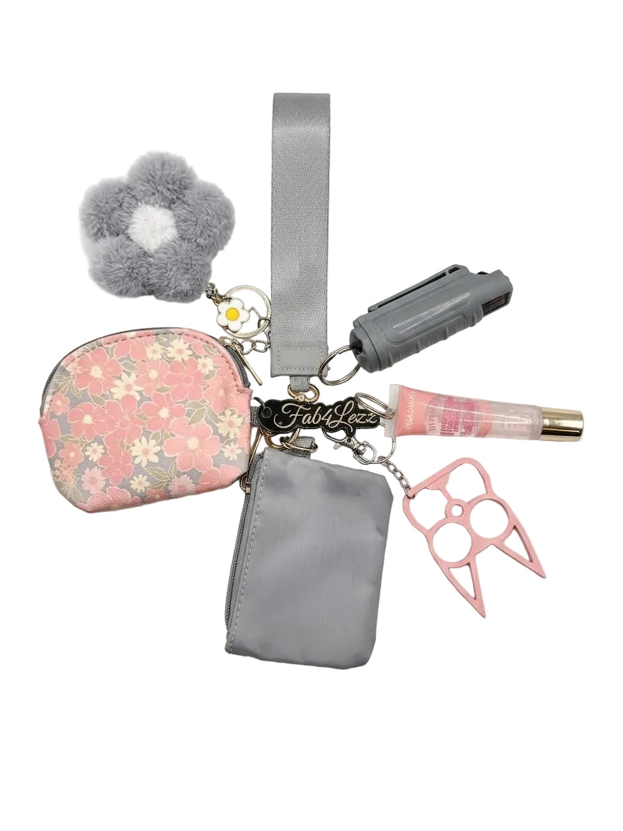 Daisy Grey Pouch Wallet Set