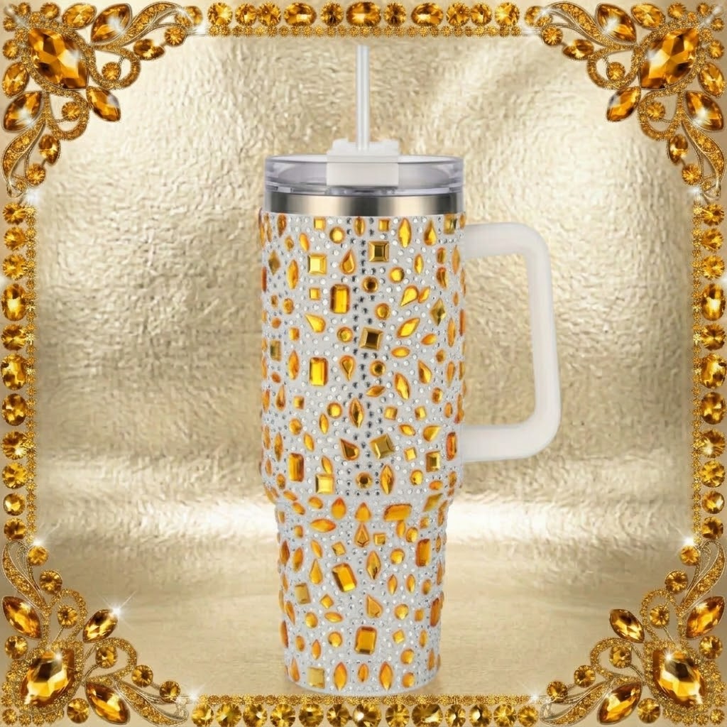 40 oz Gem Gold (Red/Silver Mix)Tumblers With Straw