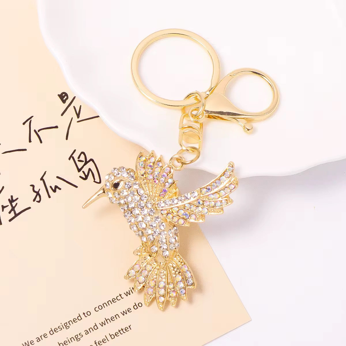 Wholesale 3D Bling Hummingbird Keychain Charms