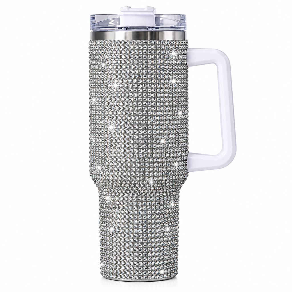 40 oz Silver Bling Tumblers With Straw