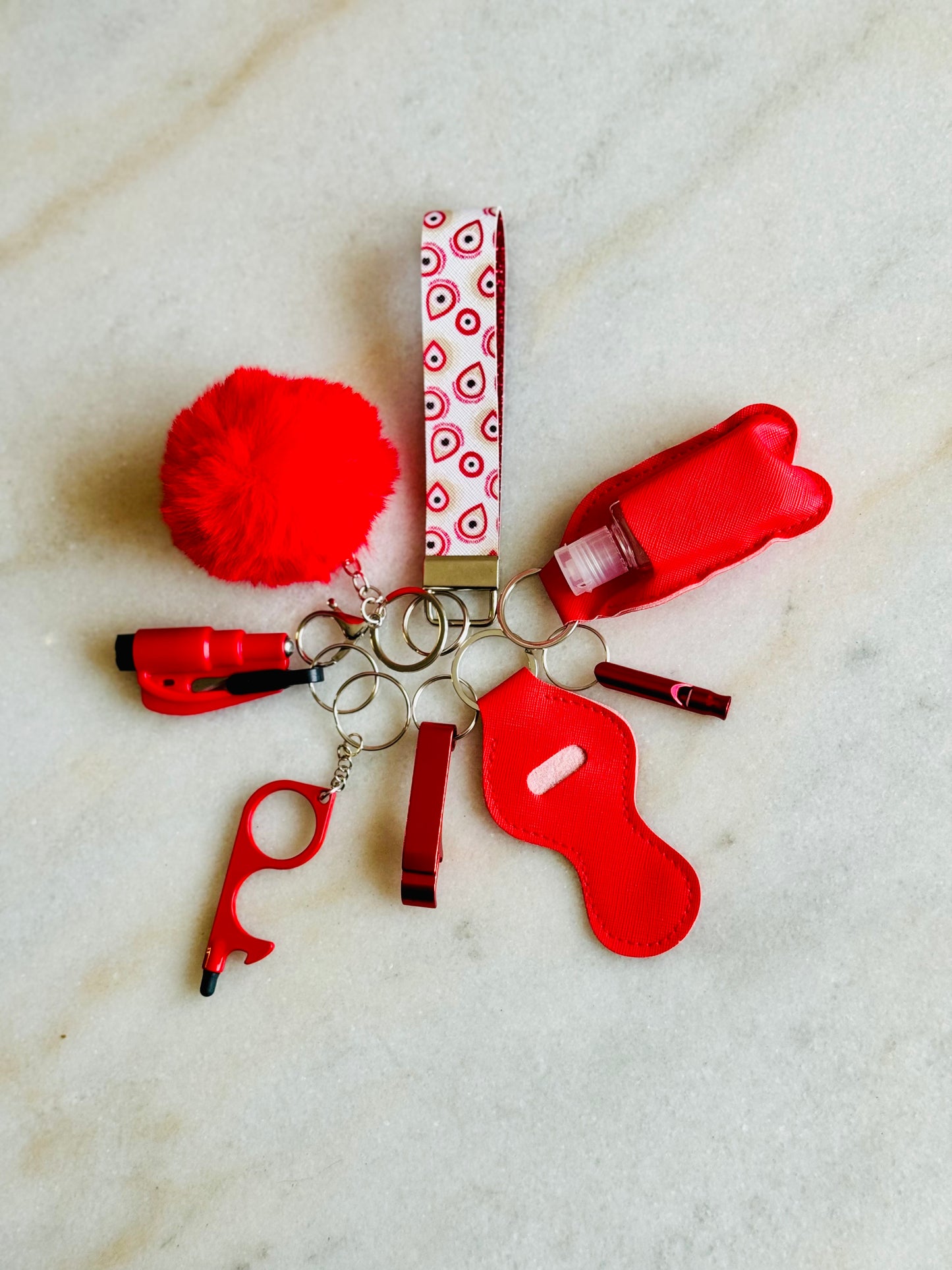 Red Evil Eye Self Defense Keychain