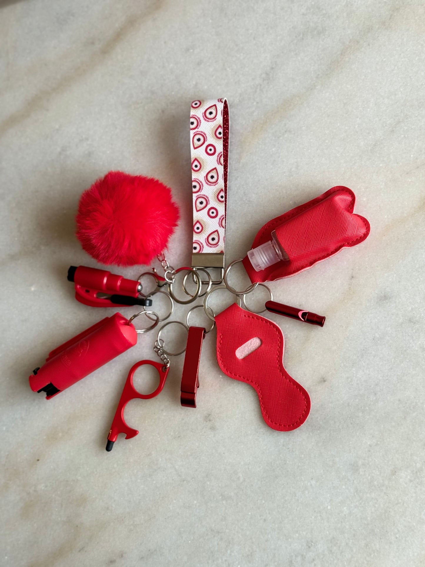 Red Evil Eye Self Defense Keychain