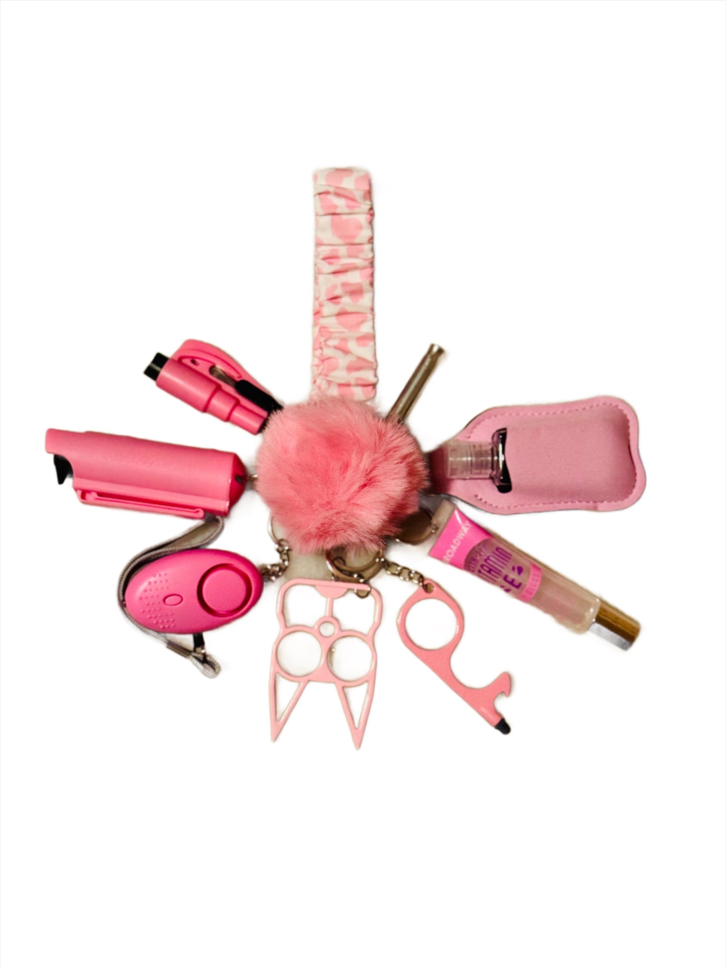 Pink Cow Scrunchie Self Defense Keychain