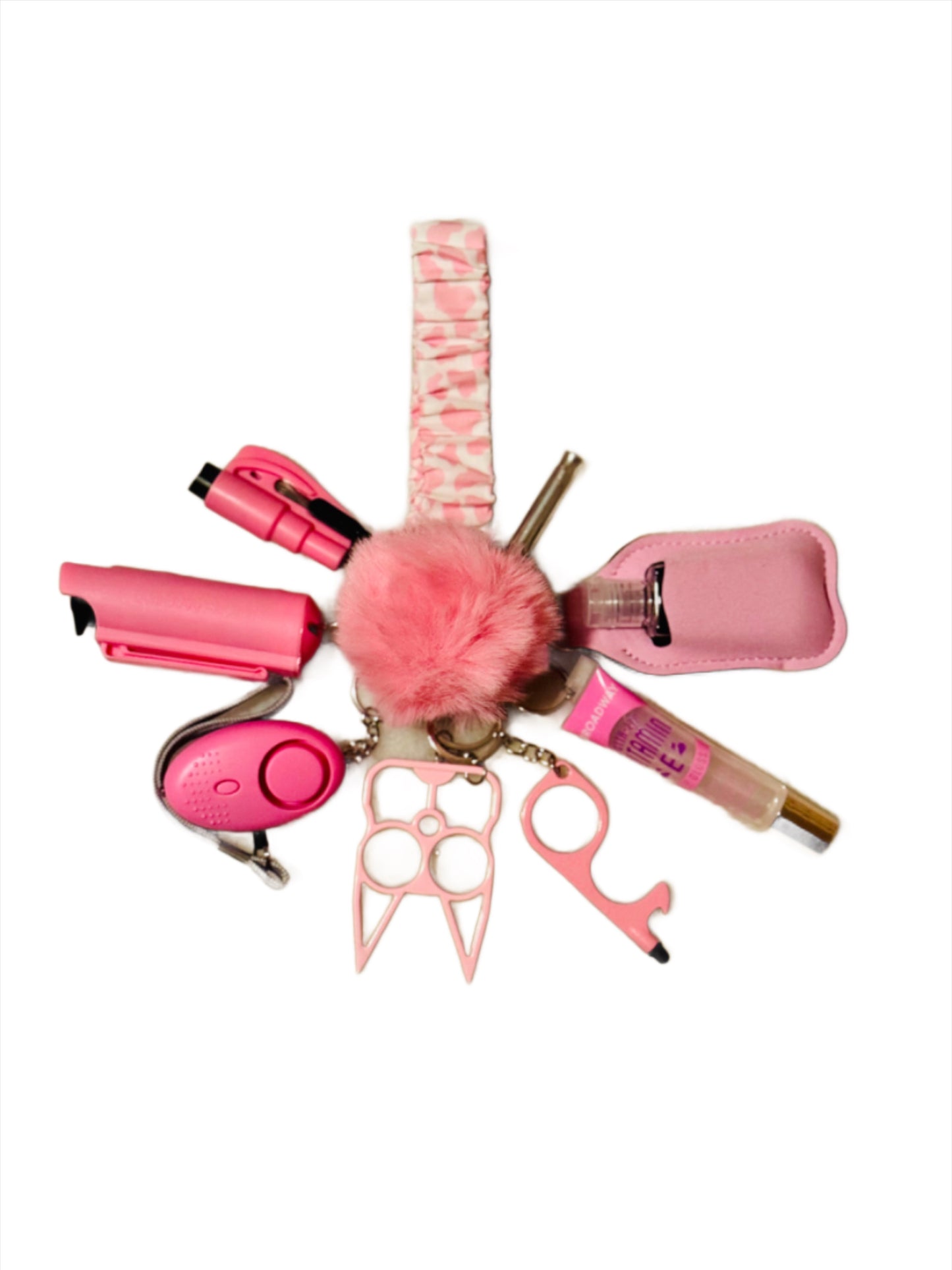 Pink Cow Scrunchie Self Defense Keychain