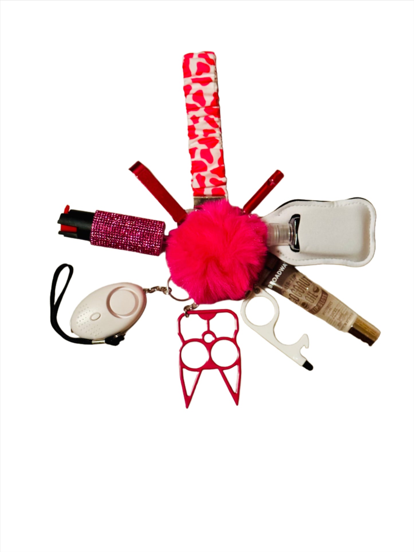 Hot Pink Cow Scrunchie Self Defense Keychain