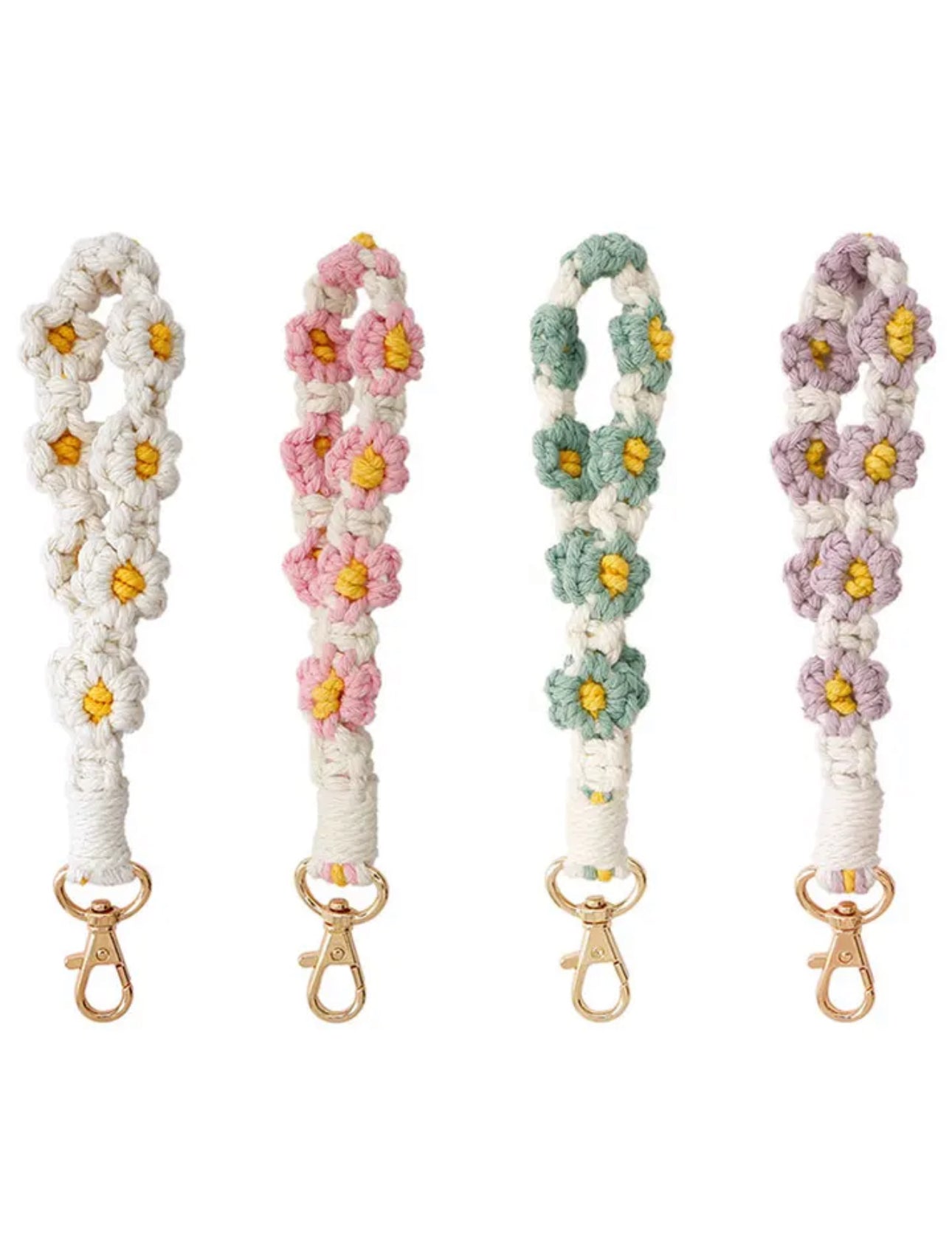 Wristlet Keychains (Daisy Flower Macrame)