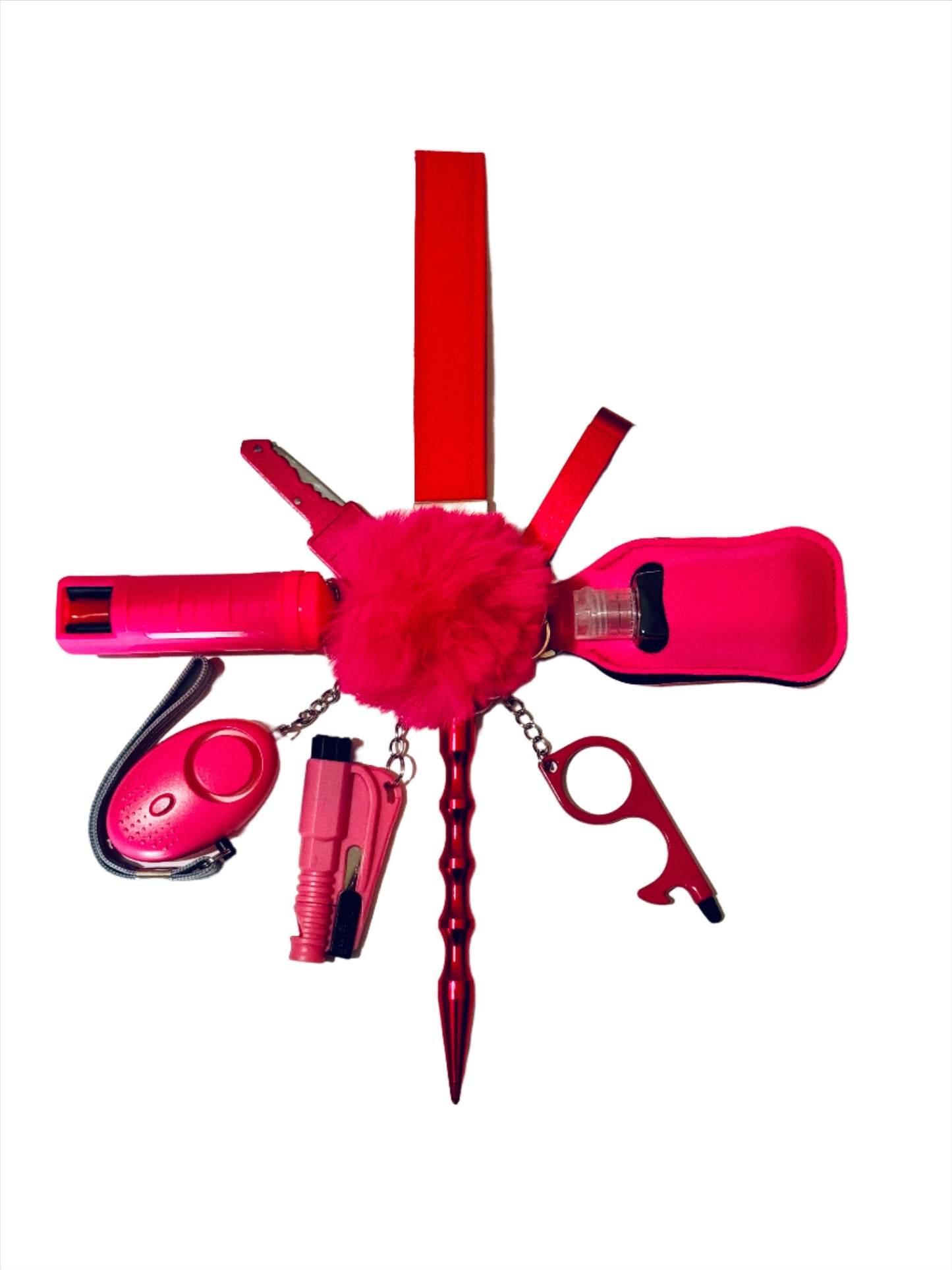 Hot Pink Fabric Handmade Safety Keychain