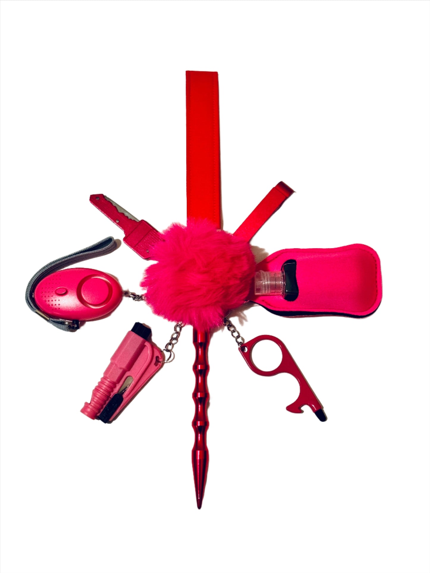 Hot Pink Fabric Handmade Safety Keychain