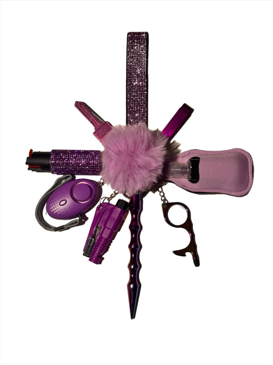 Lilac Glitter Safety Keychain